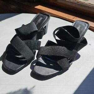 Harve Benard Black Strappy Heels